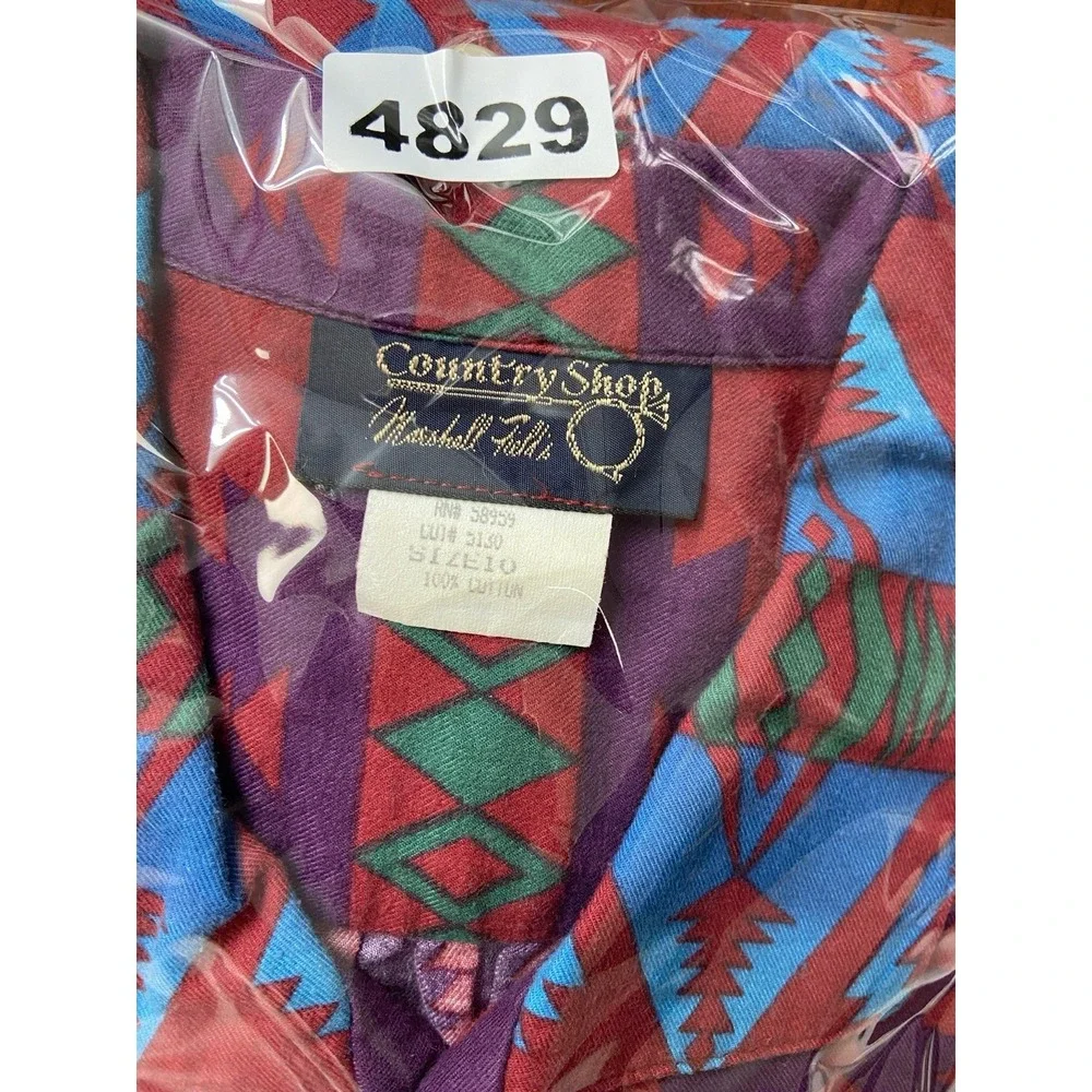 Vintage‎ Country Shop Marshall Fields Womens Shirt 10 Southwest Aztec Retro Boho